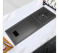 Stainless Steel Undermount Bar Sink with Glass Rinser, Single Bowl Prep Kitchen Sink for Hotel Cafe Restaurant Workstation - 23.4 X 10.2 Inch