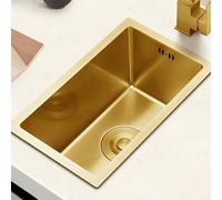 Stainless Steel Undermount Mini Sink, 8.4 Deep Drop-in Workstation Sink, Compact Single Basin Kitchen Sink With Accessories, Perfect For Small Spaces Gold 38x26cm