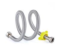 Stainless Steel Universal Shower Hose, 1/2 inch 304 Stainless Steel Water Hose 30-200 cm(Double Cap,100CM-DN15)