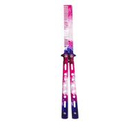 Stainless Steel Unsharpened Butterfly Training Comb Dark Blue Folding Practice Comb Trainer for Beginner Portable Safe Butterfly Knife Training Tool for Daily Grooming & Skill Practice (Purple)