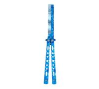 Stainless Steel Unsharpened Butterfly Training Comb Dark Blue Folding Practice Comb Trainer for Beginner Portable Safe Butterfly Knife Training Tool for Daily Grooming & Skill Practice (Dark Blue)