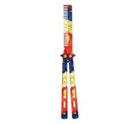 Stainless Steel Unsharpened Butterfly Training Comb Dark Blue Folding Practice Comb Trainer for Beginner Portable Safe Butterfly Knife Training Tool for Daily Grooming & Skill Practice (Colorful)