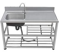 Stainless Steel Utility Sink for Commercial Kitchen Tabletop Vegetable Washing Basin with Multifunctional Worktable Shelf Catering Sink Package B 90x50x80cm