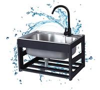 Stainless Steel Utility Sink Free Standing Sink Commercial With Drainer Unit And Tap Wall Mount Bathroom Corner Sink 304 Stainless Steel Single Bowl Basin For Restaurant, Bar, Cafe ( Color : A , Size