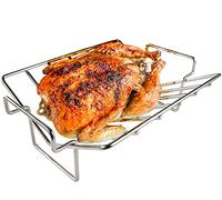 Stainless Steel V Rack for Roasting Turkey, Poultry Roaster Rack for Smoking and Grilling - Multi-use BBQ Rib Rack for Green Egg - Easy to Clean, Non-Toxic, Dishwasher Safe, 13.7x10x4.7Inch