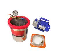Stainless Steel Vacuum Chamber 2/3/5 Gallon with 3cfm Vacuum Pump Defoaming Barrel for Epoxy Resin AB Glue 9L/12L/20L(5Gal RS-1)