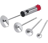 Stainless Steel Vegetable Drill Fruit Corer and Veggie Spiralizer Ergonomic Handle with 4 Sizes Veggie Drill Bit for Core and Hollow Out Zucchini, Potatoes, Carrot, Apple (Silver)