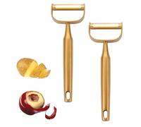 Stainless Steel Vegetable Peeler Gold 2 Pieces, with Potato Eye Remover & Swiveling Twin Blades, Y Shaped Titan Potato Peeler for Fruit & Veggie, Dishwasher Safe