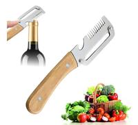 Stainless Steel Vegetable Peeler with Wooden Handle,2-in-1 Multifunctional Tool with Bottle Opener,Ergonomic Potato Peeler & Fruit Slicer, Sharp Blade for Carrot,Apple,Easy Grip Kitchen Tool (1pc-A)