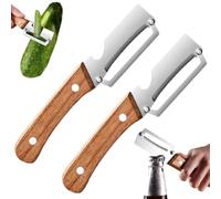 Stainless Steel Vegetable Peeler with Wooden Handle Ergonomic Potato Peeler & Fruit Slicer Sharp Blade for Carrot Apple Kiwi Easy Grip Kitchen Tool (2PCS)