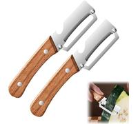Stainless Steel Vegetable Peeler with Wooden Handle, Ergonomic Potato Peeler Fruit Slicer, Sharp Blade for Carrot, Apple Kiwi Orange Easy Grip Kitchen Tool (2Pcs)