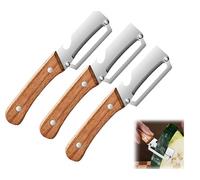 Stainless Steel Vegetable Peeler with Wooden Handle - Ergonomic Potato Peeler & Fruit Slicer, Sharp Blade for Carrot, Apple, Kiwi, Orange, Easy Grip Kitchen Tool (3 pcs)