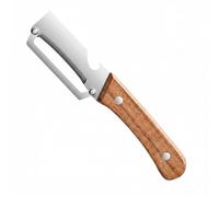Stainless Steel Vegetable Peeler with Wooden Handle - Multi-Functional Ergonomic Potato Peeler & Fruit Slicer, Sharp Blade for Carrot, Apple, Kiwi, Orange, Easy Grip Portable Kitchen Tool with Bottle