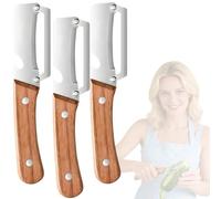 Stainless Steel Vegetable Peeler with Wooden Handle, Multifunctional Kitchen Peeler for Fruit and Vegetables, Ergonomic Potato Sharp Potato Carrot Apple Peeler Tool with Bottle Opener (3)