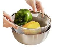 Stainless Steel Vegetable Washing Basin - Double-Layer Thickened Rice Washing Sieve & Drain Basket | Rust-Proof Food Strainer For Fruits, Vegetables, Pasta, And Rice | Compact Kitchen Tool For Easy Pr