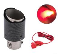 Stainless Steel Vehicle Exhaust Tip, With Carbon Fiber Finish, LED Flame Effect, Modified Luminous Flaming Tube, For Cars Motorcycles(C)
