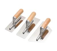 Stainless Steel Venetian Plaster Trowel Set - 3 Pcs Polished Finishing Hand Tools with Wooden Handle for Concrete and Drywall