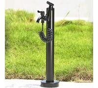Stainless Steel Vertical Garden Cylinder with Faucet & Spray Gun, Black Frost-Resistant Outdoor Watering Solution, 60cm/24in for Irrigation & Cleaning