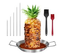 Stainless Steel Vertical Meat Skewer with 2 Brushes and 5 Removable Sizes (6, 8, 10, 12, 14-inch), Shawarma Spike, Grill Rack Stand for Steak, Chicken, Fish, Turkey Kebab