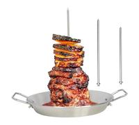 Stainless Steel Vertical Skewer Set - 3 Piece BBQ Accessories, Grill Stand for Barbecuing | Durable Creative Shawarma Sausage Steak Churrasco Tacos Trompo Rotisserie Pan Rack Outdoor Cooking Tool