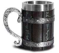 Stainless Steel Viking Mug, Resin 3D Stereoscopic Retro Barrel Cup, Coffee Mug, Halloween Beer Mug Metal Cup,Wolf Decor Wolf Gifts for Men (1)