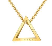 Stainless Steel Viking Rune Triangle Pendant Necklace for Men Ancient Symbol Jewelry Gift for Him