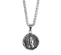 Stainless Steel Vintage God Bless Christ Round Tag Bible Verse Religious Pendant Necklace Jewelry Gift For Him with Chain