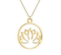 Stainless Steel Vintage Hollow Lotus Necklace For Women Men Dainty Jewelry Party Gifts