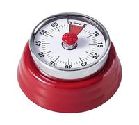 Stainless Steel Vintage Kitchen Timer with Magnetic Back, 60-Minute Countdown and Loud Ring - Ideal Mechanical Timer for Cooking, Office Work, and Study (A-red)