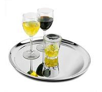 Stainless Steel Waiters Tray 14inch | bar@drinkstuff Circular Serving Tray, Bar Tray, Drinks Tray - Ideal for Food & Drinks Service