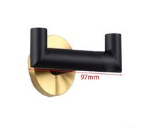 Stainless Steel Wall Hook for Towel, Robe and Toilet Paper Holder - Double Hook Bathroom Rack with Modern Brushed Nickel Finish, Horizontal or Vert(Black and Gold)