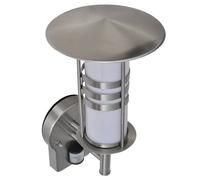 Stainless Steel Wall Lamp with Sensor, 17.5x19.5x36.5cm, PC Shade, E27 IP44 PIR [EEK: A+++]