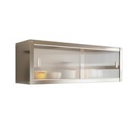 Stainless Steel Wall-Mount Kitchen Cabinet with Sliding Doors Commercial Storage Unit for Garage & Warehouse No Back Panel 100x35x40cm
