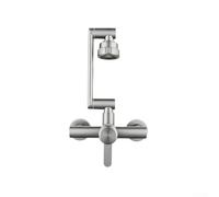 Stainless Steel Wall-Mounted Bathroom Faucet Set for Hot and Cold Water, 360-Degree Swivel Spout, 304 Grade -Resistant, Modern(Silver)