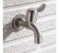 Stainless Steel Wall Mounted Cold Water Faucet Garden Tap Bathroom Sink Mixer Outdoor Hose Connector Ideal for Laundry Pool & Home Use