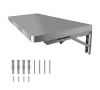 Stainless Steel Wall Mounted Folding Table 0.8mm Thickened Design Kitchen Storage Shelf Laundry Room Space Saver 80x30cm/31.4x11.8in Brushed Finish