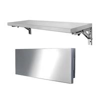 Stainless Steel Wall Mounted Folding Table - Space-Saving Drop-Leaf Kitchen Shelf Adjustable 40/50/60/70/80/100cm Floating Desk for Dining Work and Craft (60x50cm/24x20in)