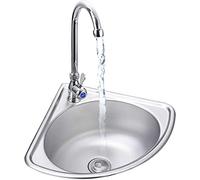 Stainless Steel Wall-Mounted Hand Sink with Bracket Compact Mini Corner Washbasin for Bathrooms Laboratories RVs - Ideal for Space-Saving Hygiene Solutions (Silver Kit#A3)