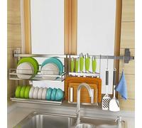 Stainless Steel Wall-Mounted Hanging Rod Utensil Dish Drainer Drying Rack