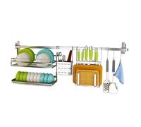 Stainless Steel Wall-Mounted Hanging Rod Utensil Dish Drainer Drying Rack
