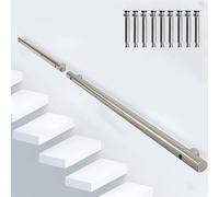 Stainless Steel Wall-Mounted il Kit - 16ft Non-Slip Safety Railing for Indoor & Outdoor Stairs Adjustable Lengths 1m to 6m Industrial Pipe Style