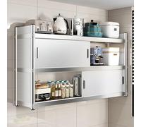 Stainless Steel Wall-Mounted Kitchen Cabinet Sliding Door nizer for Commercial Bars Schools and Gas - 70x30cm (27.56x11.81in)
