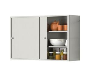 Stainless Steel Wall-Mounted Kitchen Shelf with Sliding Doors - Ideal Storage Rack for Bathroom, Spices, Utensils & More, Easy to Clean (60x40x14cm)