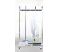 Stainless Steel Wall-Mounted Mop Holder Floor & Balcony Storage Rack Space-Saving Foldable Mop nizer for Wet Mops & Brooms Home Storage Solution