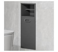 Stainless Steel Wall-Mounted Shower nizer with Recessed Shelves & Built-in Trash Can for Bathroom & Kitchen - No Tile Required, Gray, 20x50x14cm