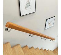 Stainless Steel Wall-Mounted Stair Railing Kit - 12ft Wooden Banister for Indoor/Outdoor Steps - Safety Support for Stairs Easy Installation