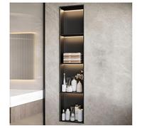 Stainless Steel Wall Niche LED Shower Niche with Waterproof Storage Shelf No Tiling Needed (Black 120 x 28 x 12.5 cm) Perfect for Bathroom Organization.