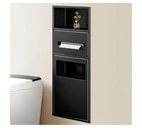 Stainless Steel Wall Niche with Basket Waterproof 2Tier Shelving for Bathroom Storage Black 70x28x13.5cm TileFree Solution for Organized Space