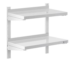 Stainless Steel Wall Shelf 2 Shelves 30 x 60 cm - Floating Shelves by Royal Catering Silver