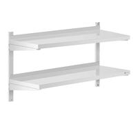 Stainless Steel Wall Shelf 2 Shelves 40 x 100 cm - Floating Shelves by Royal Catering Silver